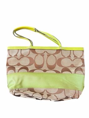 Coach Green Signature Stripe Tote Bag